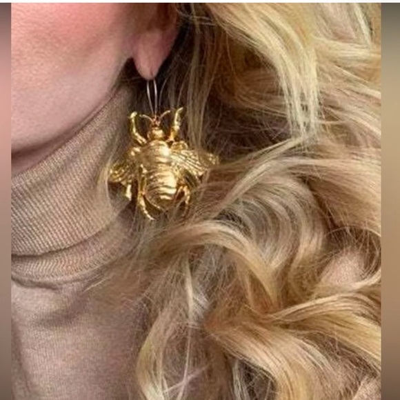 Zara Gold Bee Statement Earrings - Picture 2 of 15